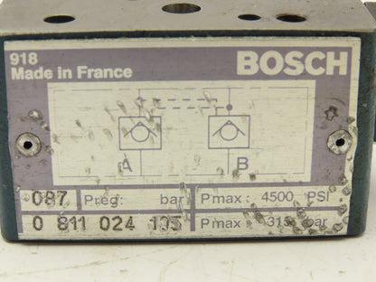 Bosch 0 811 024 105 Check Valve Sandwich Plate NG6 D03