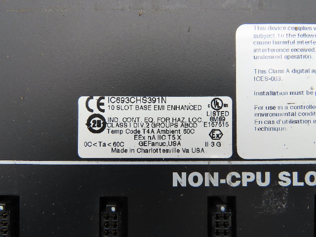 GE Fanuc IC693CHS391 PLC 10 Slot Rack Base Unit CPU I/O Lot of 10