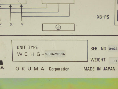 Okuma WCHG-200A/200A Spindle Motor Winding Change Over Unit 120V Coil