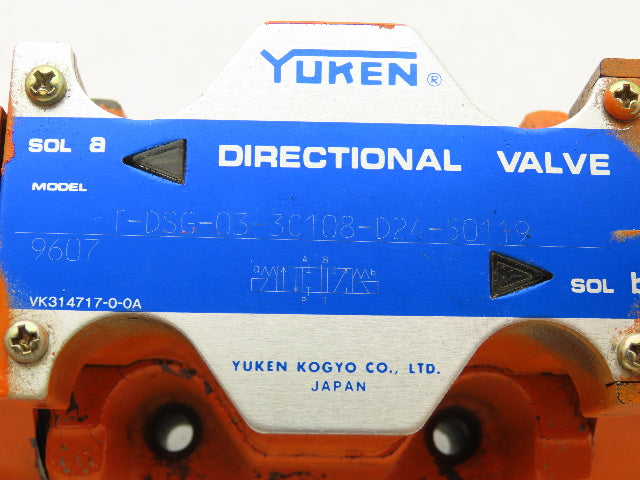 Yuken T-DSG-03-3C108-D24-50119 Directional Control Solenoid Valve 24V 4/3 D05