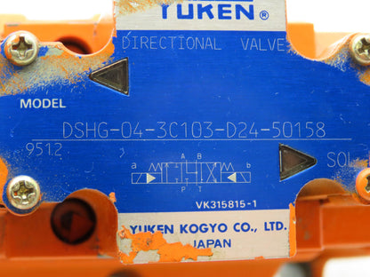 Yuken DSHG-04-3C103-D24-50158 Directional Control Solenoid Pilot Valve 24V 4/3