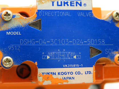 Yuken DSHG-04-3C103-D24-50158 Directional Control Solenoid Pilot Valve 24V 4/3