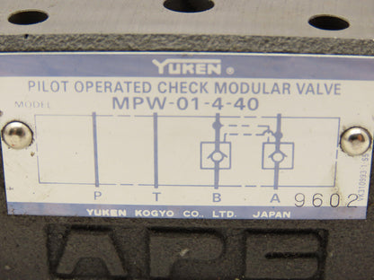Yuken MPW-01-4-40 Pilot Operated Modular Check Valve D03