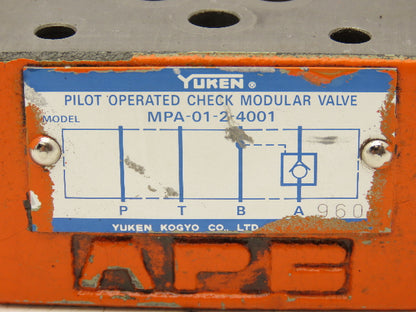 Yuken MPA-01-2-4001 Pilot Operated Modular Check Valve D03