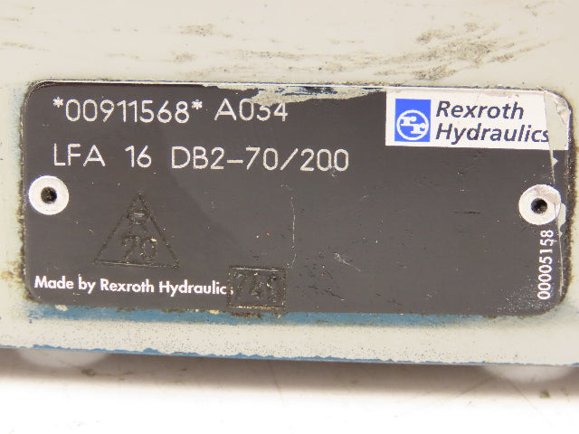 Rexroth LFA 16 DB2-70/200 Logic Cartridge Manual Relief Valve Control Cover