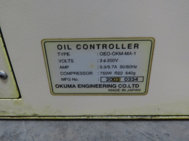 Okuma OEO-OKM-MA-1 Oil Controller Chiller Unit 750W Compressor 200V 3Ph 15g Tank