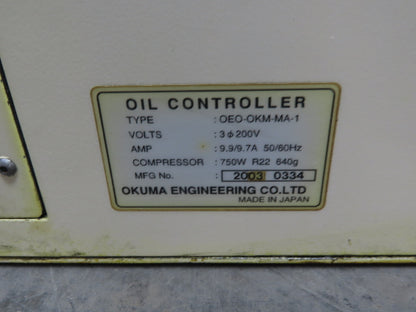 Okuma OEO-OKM-MA-1 Oil Controller Chiller Unit 750W Compressor 200V 3Ph 15g Tank