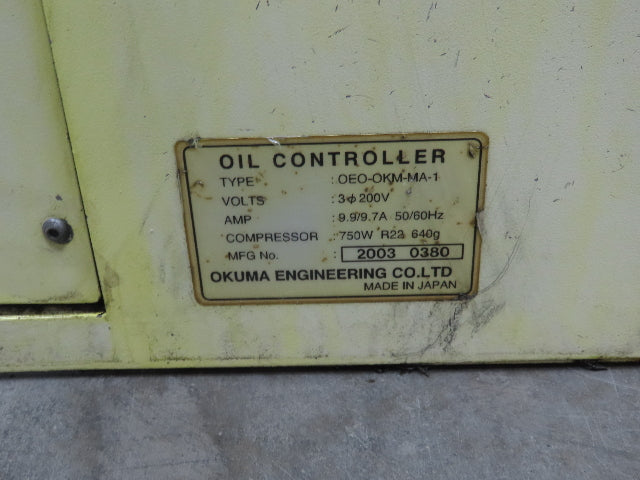 Okuma OEO-OKM-MA-1 Oil Controller Chiller Unit 750W Compressor 200V 3Ph 15g Tank