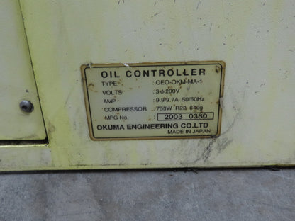 Okuma OEO-OKM-MA-1 Oil Controller Chiller Unit 750W Compressor 200V 3Ph 15g Tank