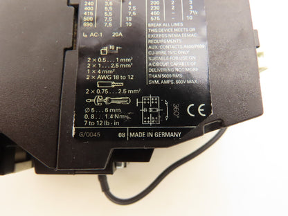 Siemens 3TF4101-0A Contactor 120V Coil 20A 600V Lot of 2