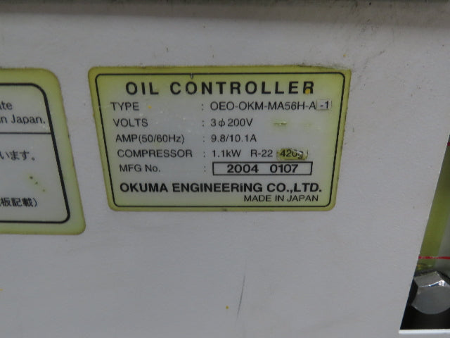 Okuma OEO-OKM-MA56H-A-1 Oil Controller Chiller Unit 1.1kw Compressor 20g Tank