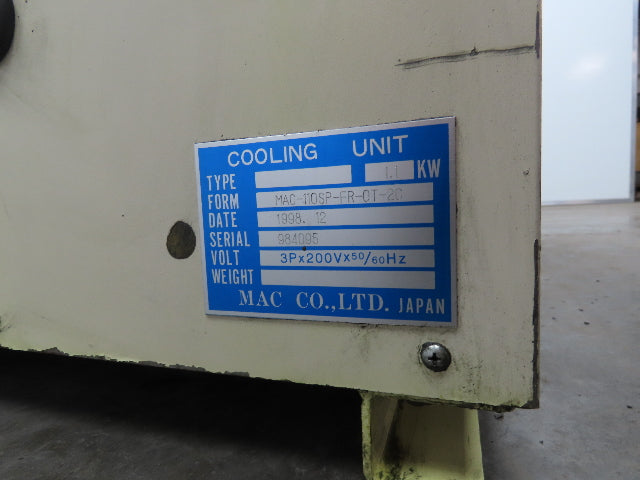 Mac MAC-110SP-FR-OT-2C Okuma Oil Chiller Cooler Unit 1.1kw 200V 3Ph 15g Tank