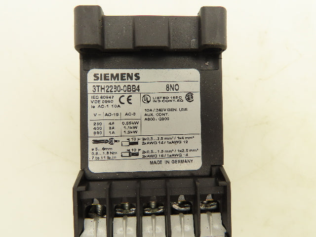 Siemens 3TH2280-0BB4 Contactor Relay 24v Coil 10A 240V