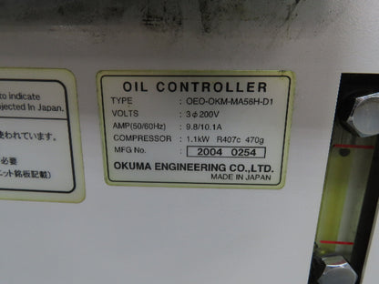 Okuma Oil Chiller Cooler Unit 200V 3Ph 15G Tank 1.1kw