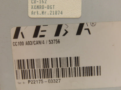 Keba CC100A03/CAN/4/53756 PLC Chassis 16-Slot Rack w/Motherboard 1842E-0