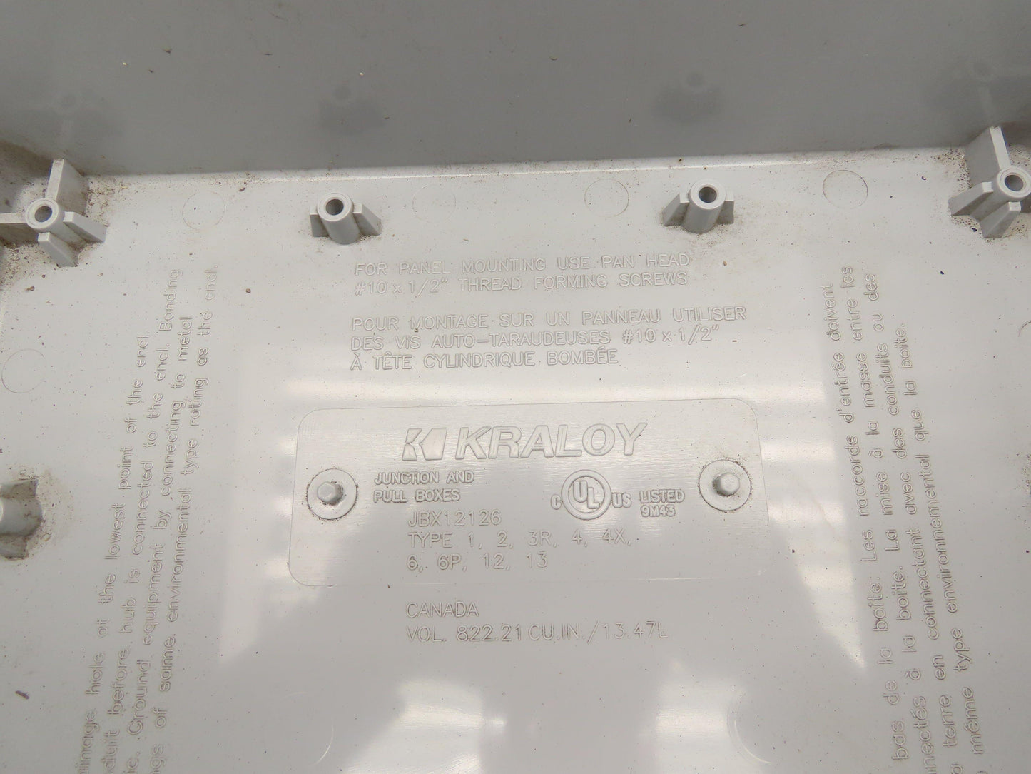 Kraloy JBX12126 Electrical Enclosure 12x12x6" PVC Junction Pull Box 822 Cu In