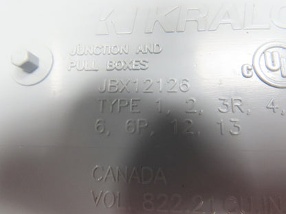 Kraloy JBX12126 Electrical Enclosure 12x12x6" PVC Junction Pull Box No Lid