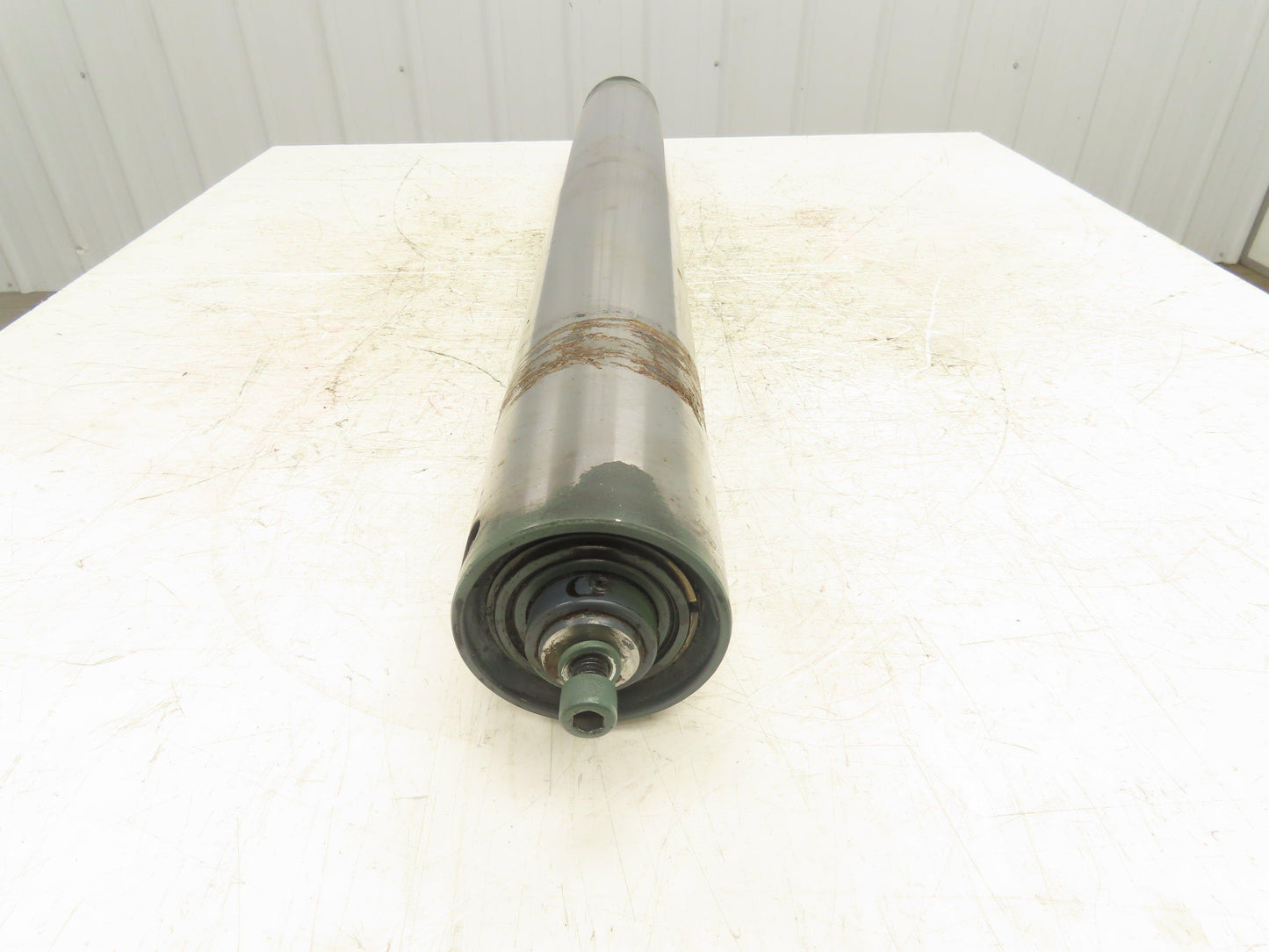 Hytrol 4"x 37" Belt Conveyor Crowned Idler Tail Pulley Roller 38"BF