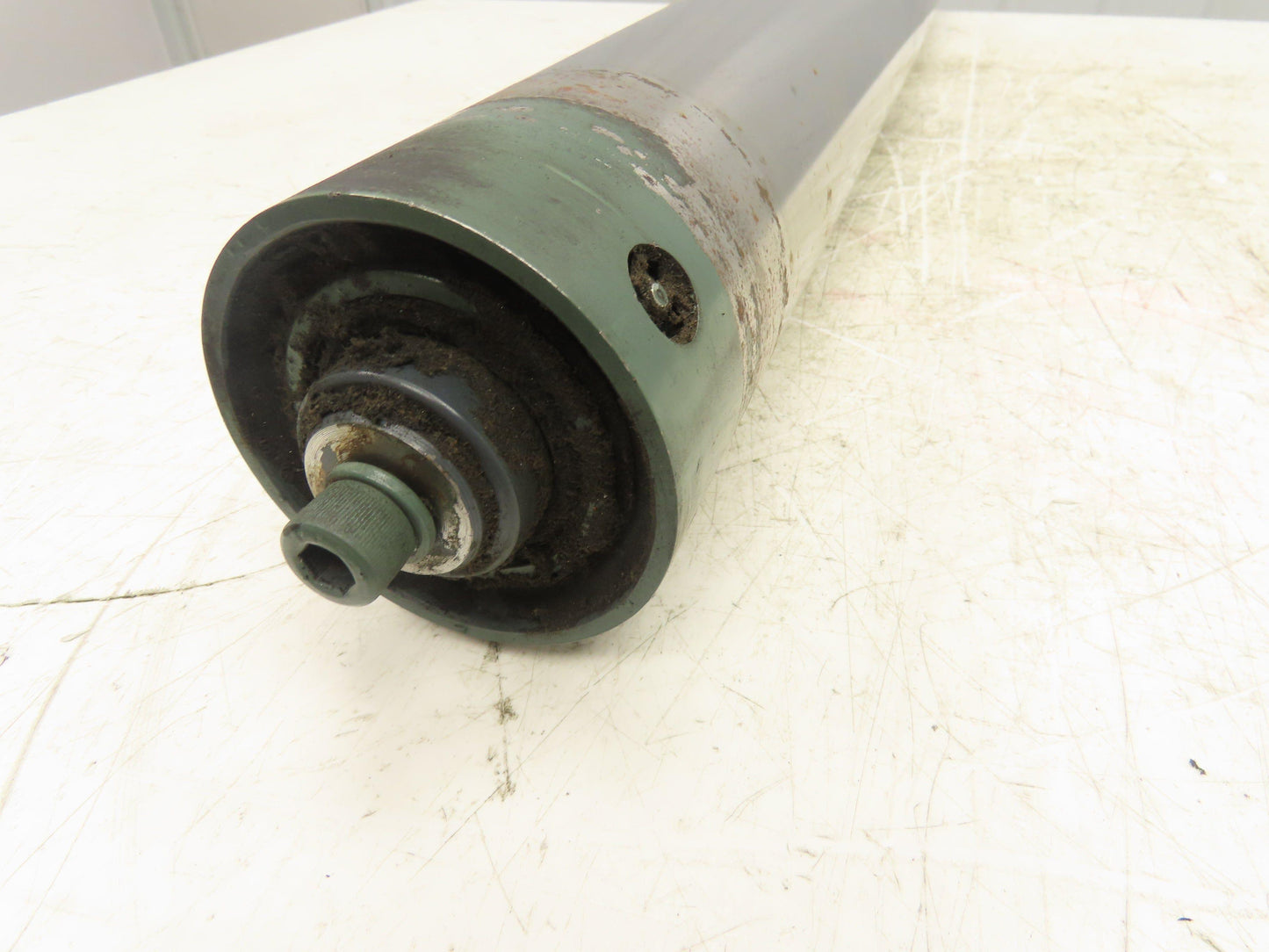 Hytrol 4"x 37" Belt Conveyor Crowned Idler Tail Pulley Roller 38"BF