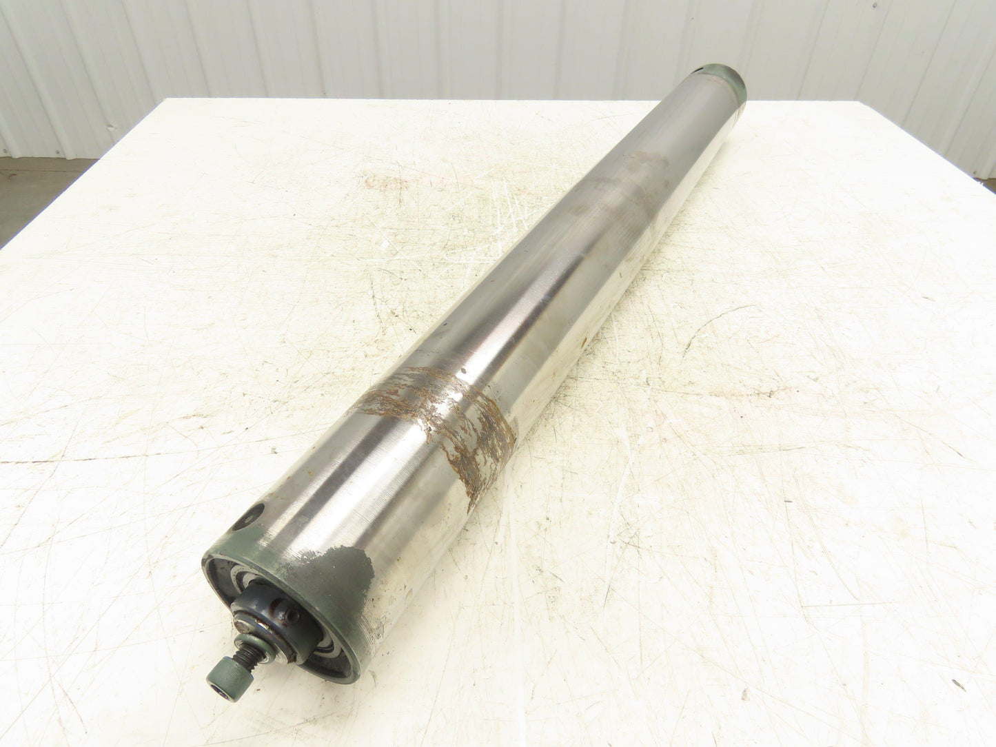 Hytrol 4"x 37" Belt Conveyor Crowned Idler Tail Pulley Roller 38"BF