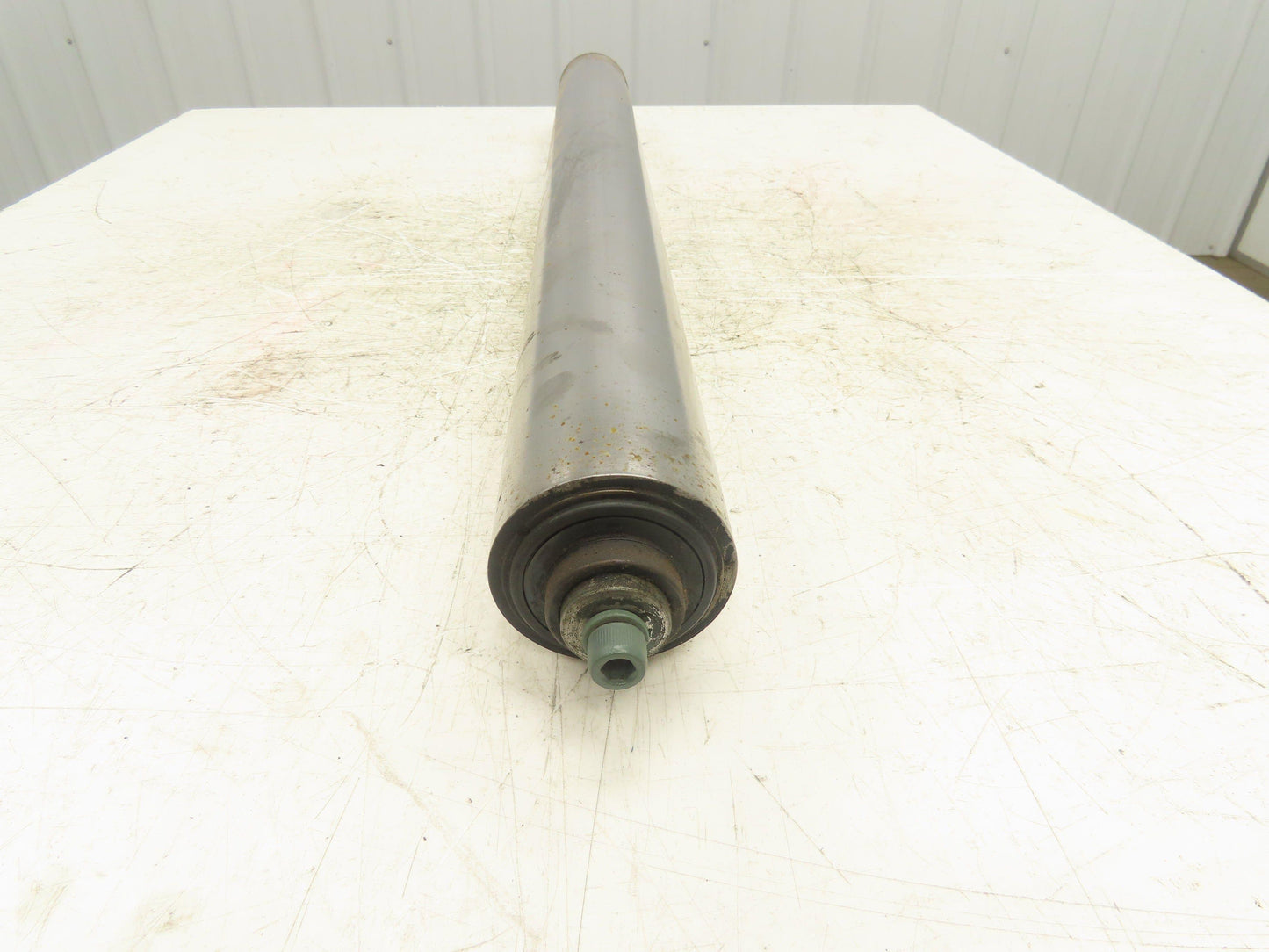 Hytrol 3.5"x 36" Belt Conveyor Idler Tail Pulley 38"BF Steel Drum Roller