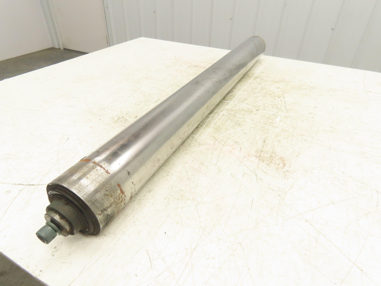 Hytrol 3.5"x 36" Belt Conveyor Idler Tail Pulley 38"BF Steel Drum Roller