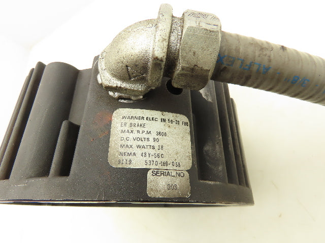 Warner Electric 5370-169-058 Motor Brake 10.5 Ft-LB 56C Face 90VDC EM50-20