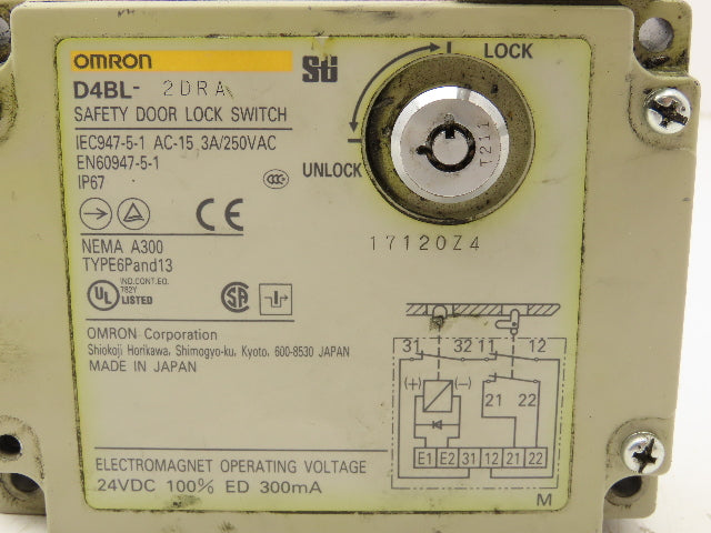 Omron D4BL-2DRA Solenoid Interlock Safety Door Switch 24VDC