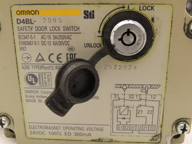 Omron D4BL-2DRG Solenoid Interlock Safety Door Switch 24VDC