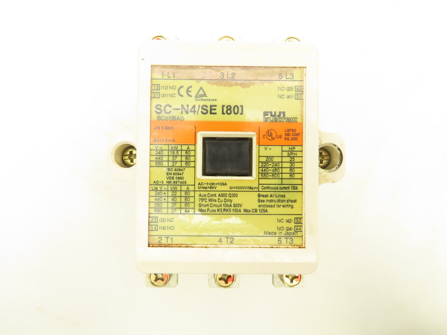 Fuji Electric SC-N4/SE Starter Contactor 120V Coil 600V 80A