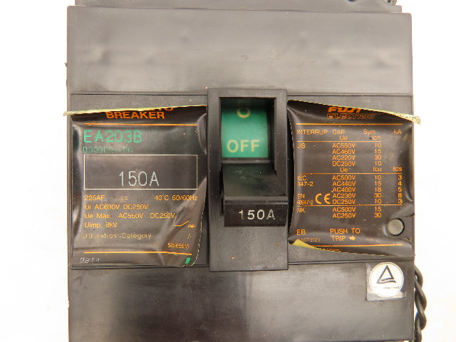 Fuji Electric EA203B Auto Circuit Breaker 150A 3 Pole Lot of 3