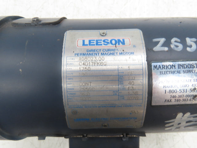 Leeson 108023.00 Permanent Magnet Motor 1HP 1750 Rpm 180VDC 5A ZS56C Frame