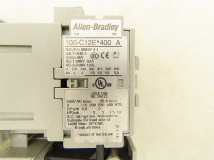 Allen Bradley 100-C12E*400 Contactor Overload Relay 193-ED1DB 24V 600V 32A