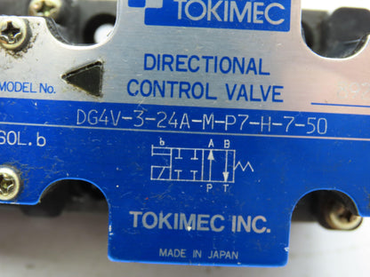 Tokimec DG4V-3-24A-M-P7-H-7-50 Directional Control Single Solenoid Valve 4/2 24V