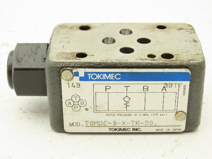 Tokimec TGMDC-3-X-TK-50 Hydraulic Check Valve Sandwich Plate D03