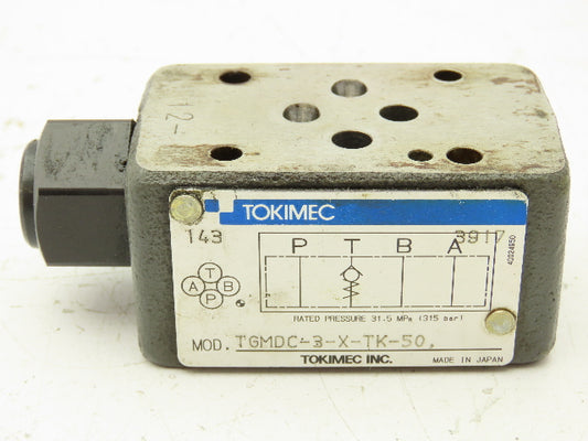 Tokimec TGMDC-3-X-TK-50 Hydraulic Check Valve Sandwich Plate D03
