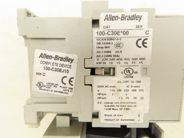 Allen Bradley 100-C30EJ10 Contactor Overload Relay 193-ED1DB 24V 65A 600V