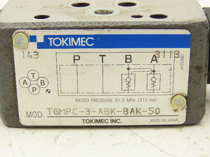 Tokimec TGMPC-3-ABK-BAK-50 Hydraulic Check Valve Sandwich Plate D03  Lot of 2