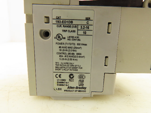 Allen Bradley 100-C12D*400 Contactor Overload Relay 193-ED1DB 24V Coil 32A 600V