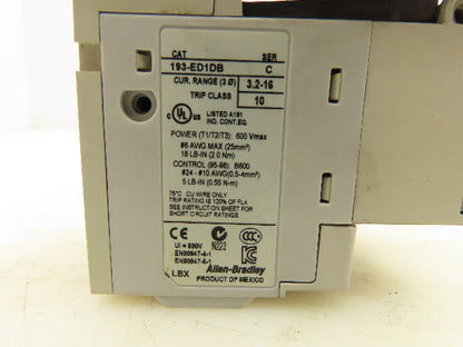 Allen Bradley 100-C12D*400 Contactor Overload Relay 193-ED1DB 24V Coil 32A 600V