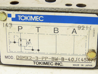 Tokimec DGMX2-3-PP-BW-B-40J Hydraulic Reducing Relief Valve Sandwich Plate D03