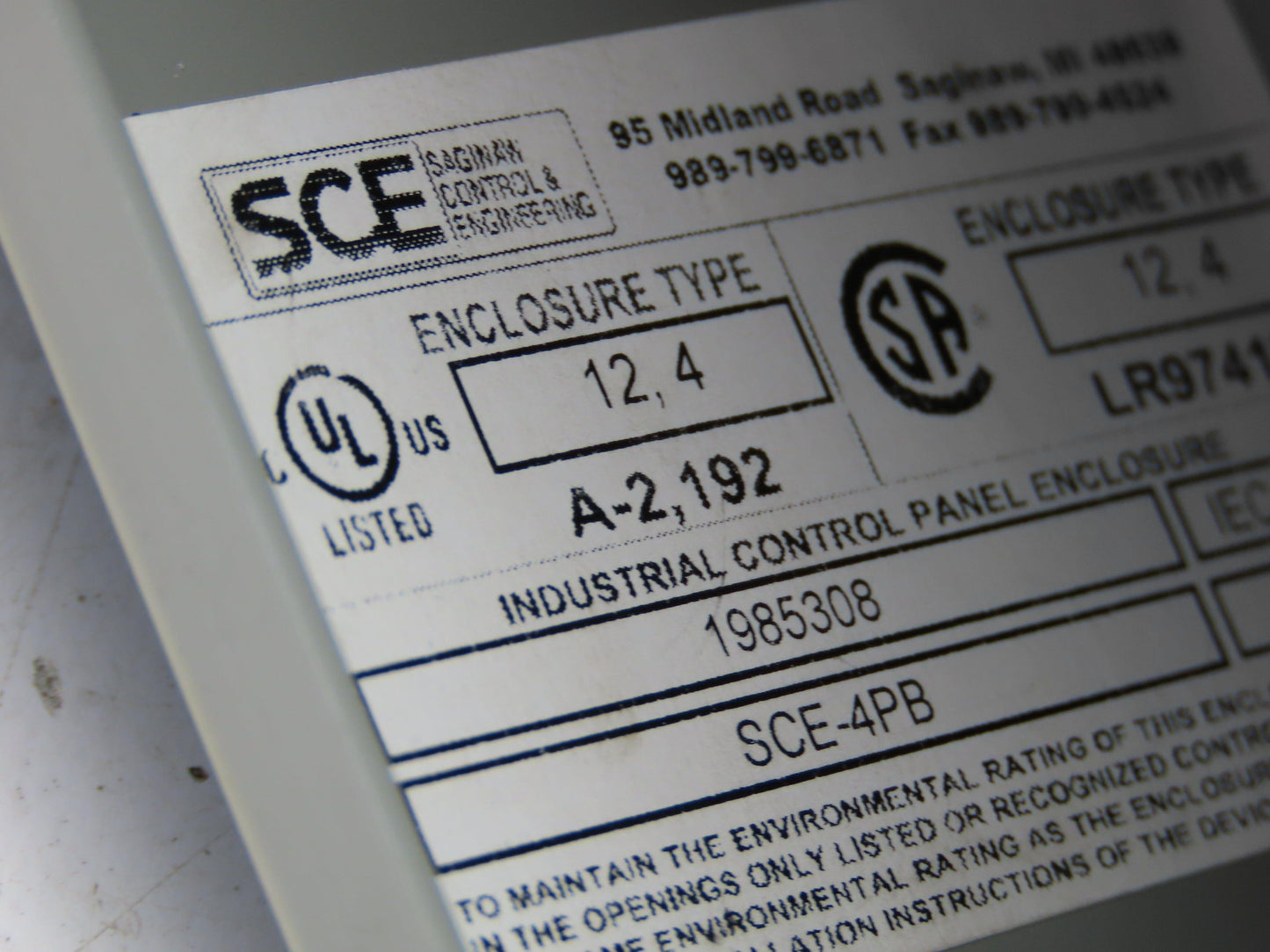 Saginaw SCE-4PB Push Button Electrical Enclosure 4 Station Control Banner E-Stop