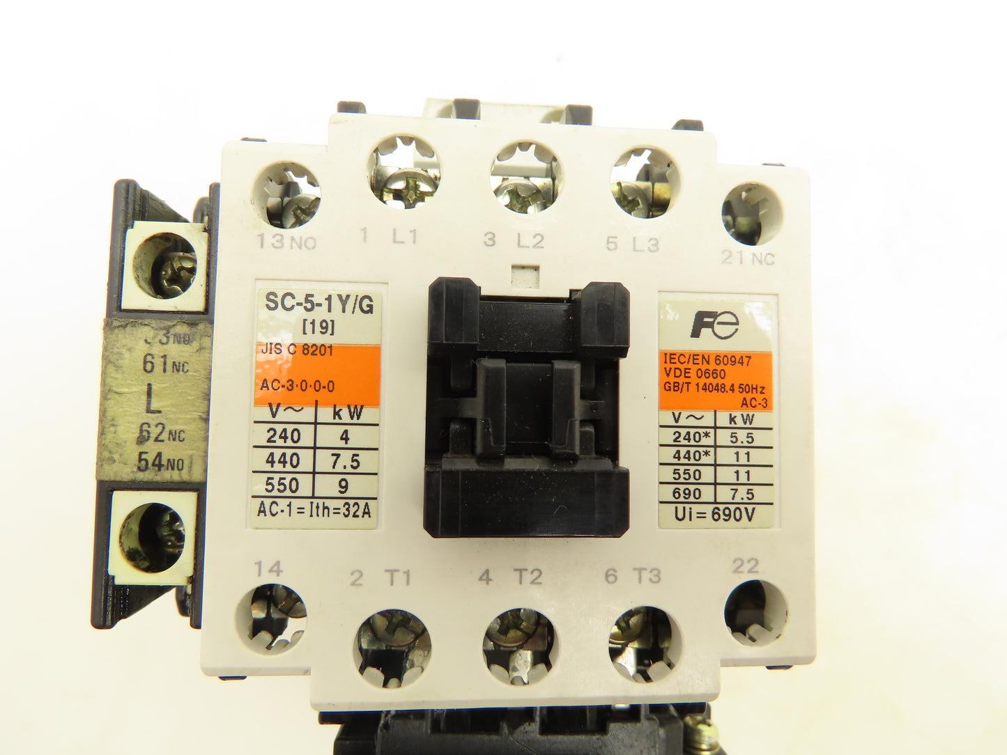 Fuji Electric SC-5-1Y/G Contactor Overload Relay TR-5-1N/3 24V Coil 32A 600V
