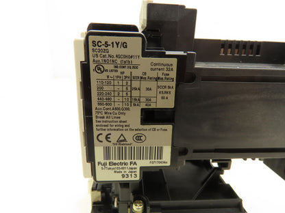 Fuji Electric SC-5-1Y/G Contactor Overload Relay TR-5-1N/3 24V Coil 32A 600V
