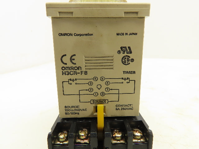 Omron H3CR-F8 Solid-State Timer Relay Socket 100-240V 0.5 Sec-30 Hours