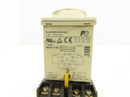Automation Direct MS4SA-CE-ADC On-Delay Relay Timer Socket 0.05 Sec-60 Hours 24V