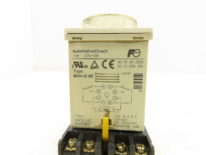 Automation Direct MS4SA-CE-ADC On-Delay Relay Timer Socket 0.05 Sec-60 Hours 24V