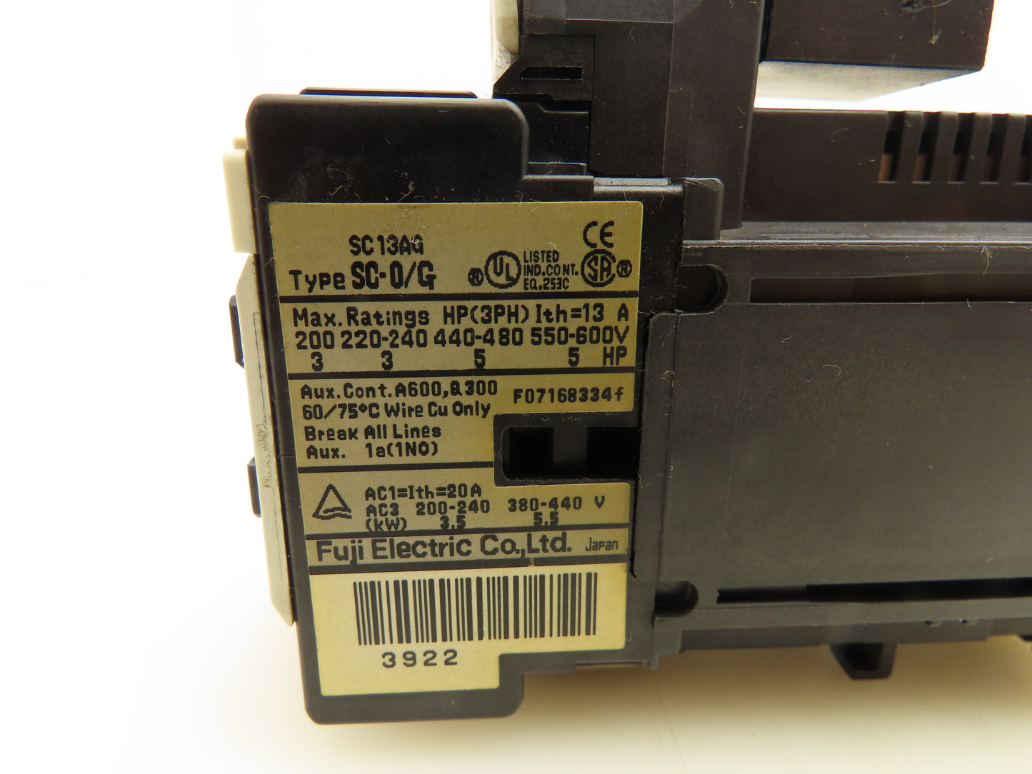 Fuji Electric SC-0/G Contactor 24V Coil 600V 5HP Lot of 5