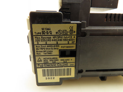 Fuji Electric SC-0/G Contactor 24V Coil 600V 5HP Lot of 5