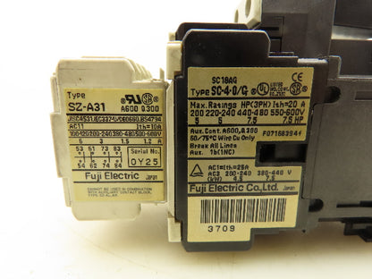 Fuji Electric SC-4-0/G Contactor Auxiliary Block 24V Coil 600V 20A Lot of 3